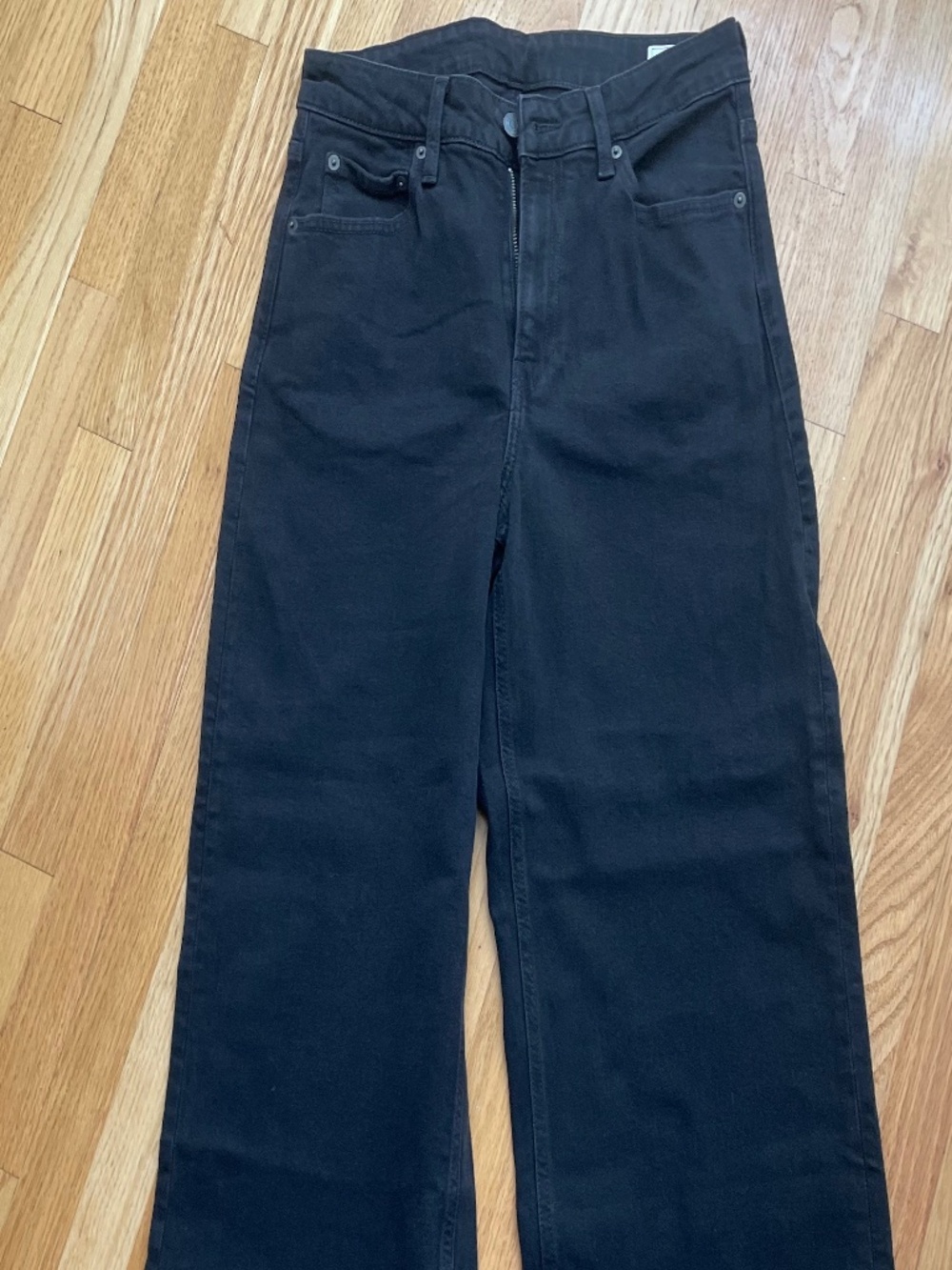 GAP Black Curvy High Rise Stride Wide-Leg Ankle Jeans
